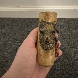 wood carved bear candle holder Woods Wilderness Cabin Decor